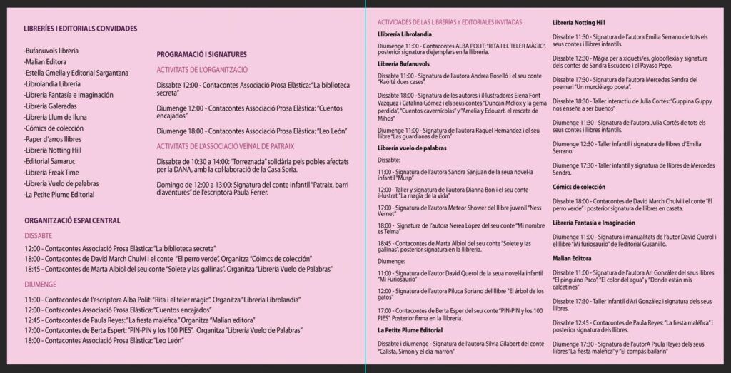 Programa III Feria del Libro Infantil de Patraix