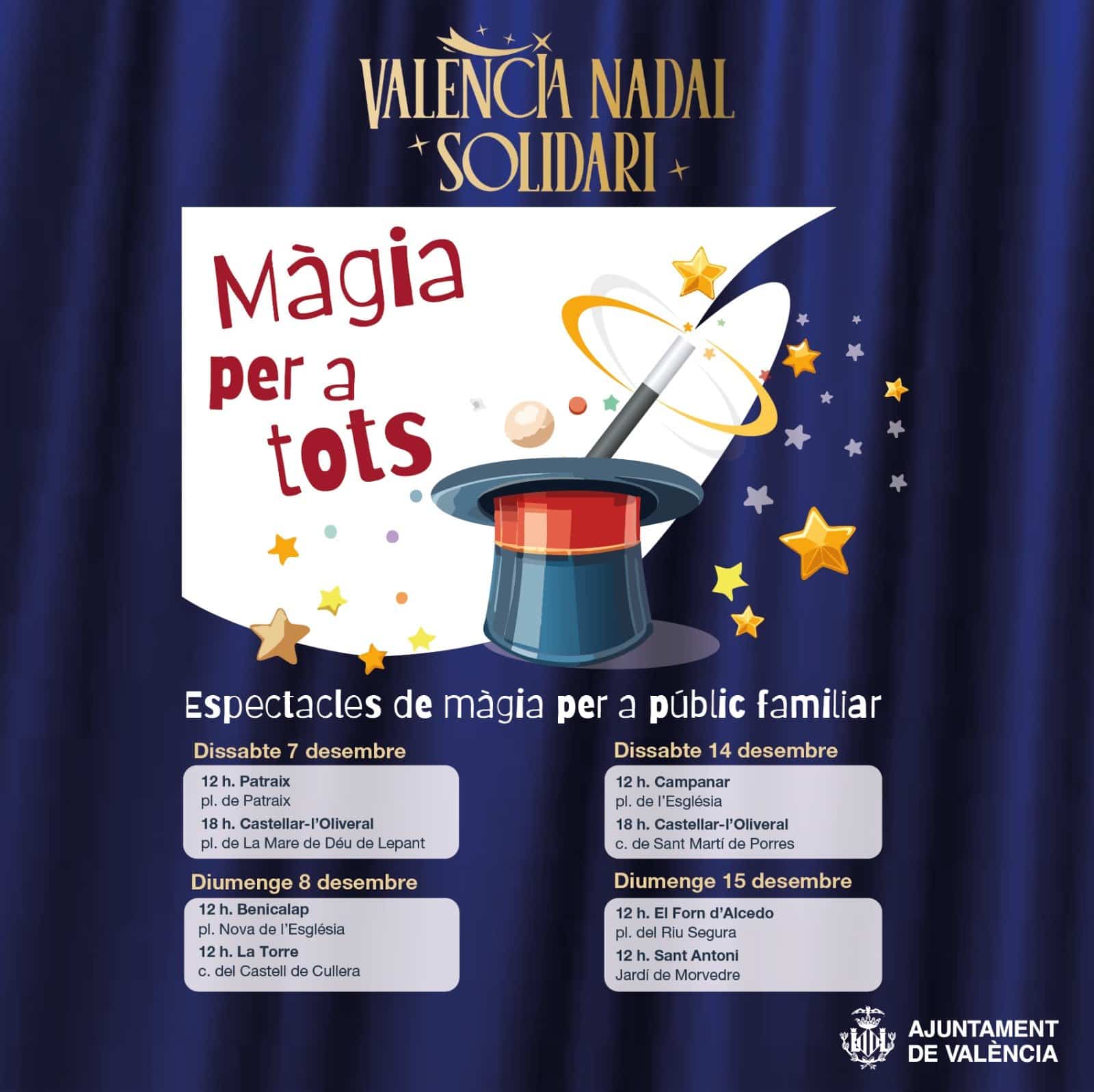 Espectáculos de magia gratuitos para público familiar en Navidad en la ciudad de Valencia