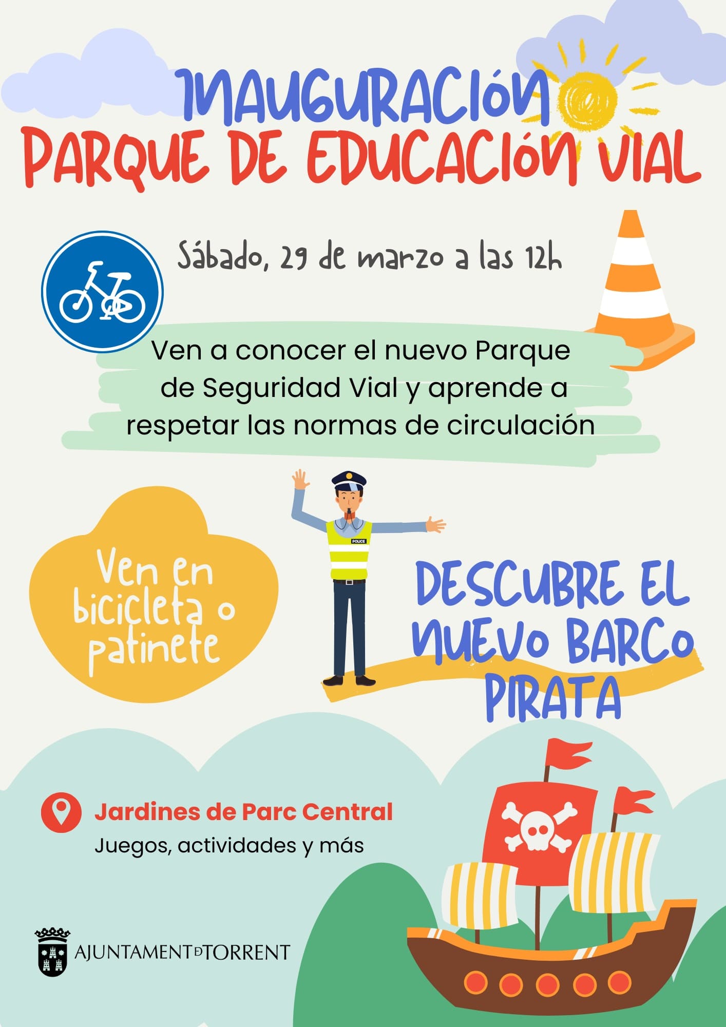 Torrent abre este sábado con una fiesta su nuevo Parque de Educación Vial y un gran barco pirata en Parc Central